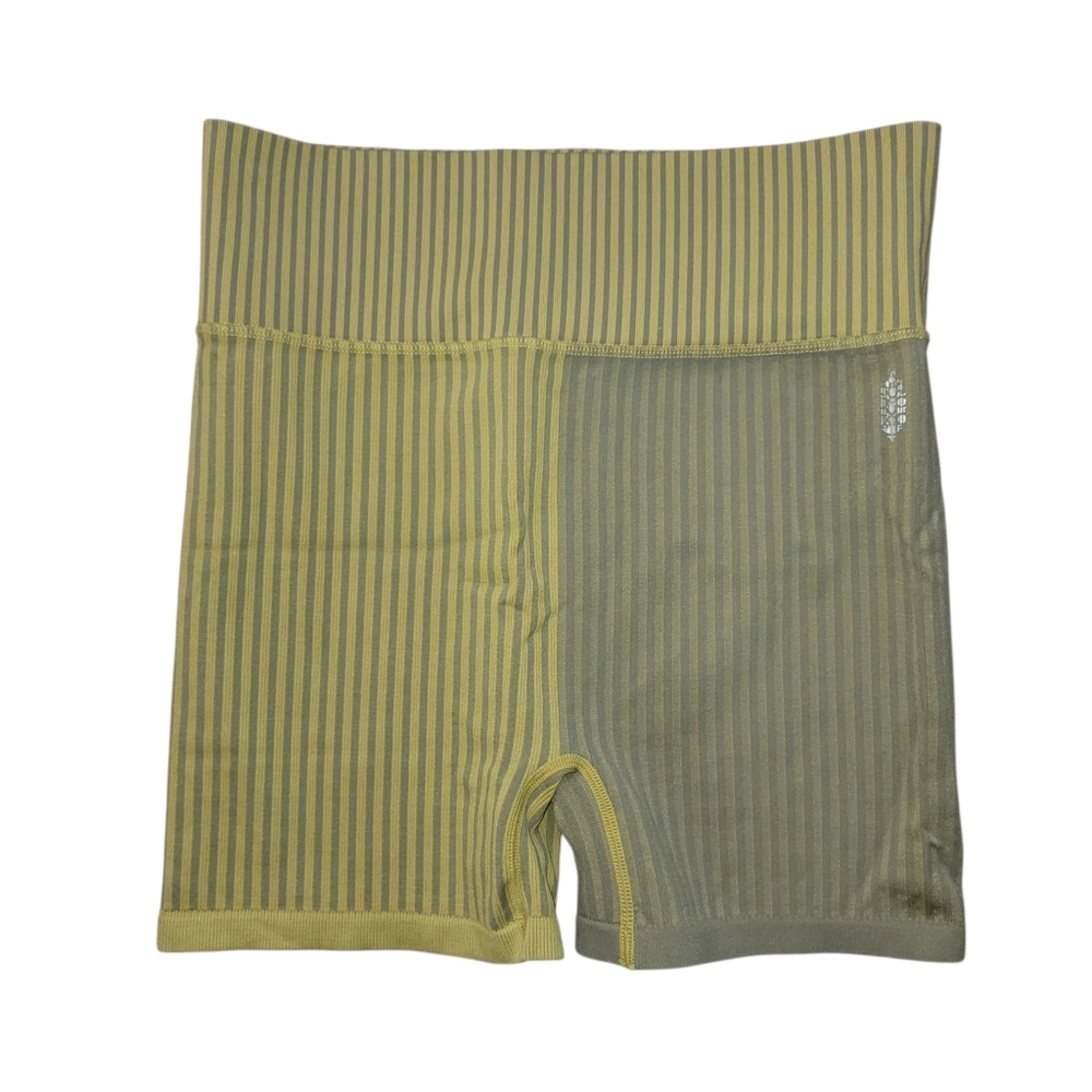 Free People Movement Yellow/Grey Striped Biker Shorts Size M/L Desert Combo - Picture 2 of 5